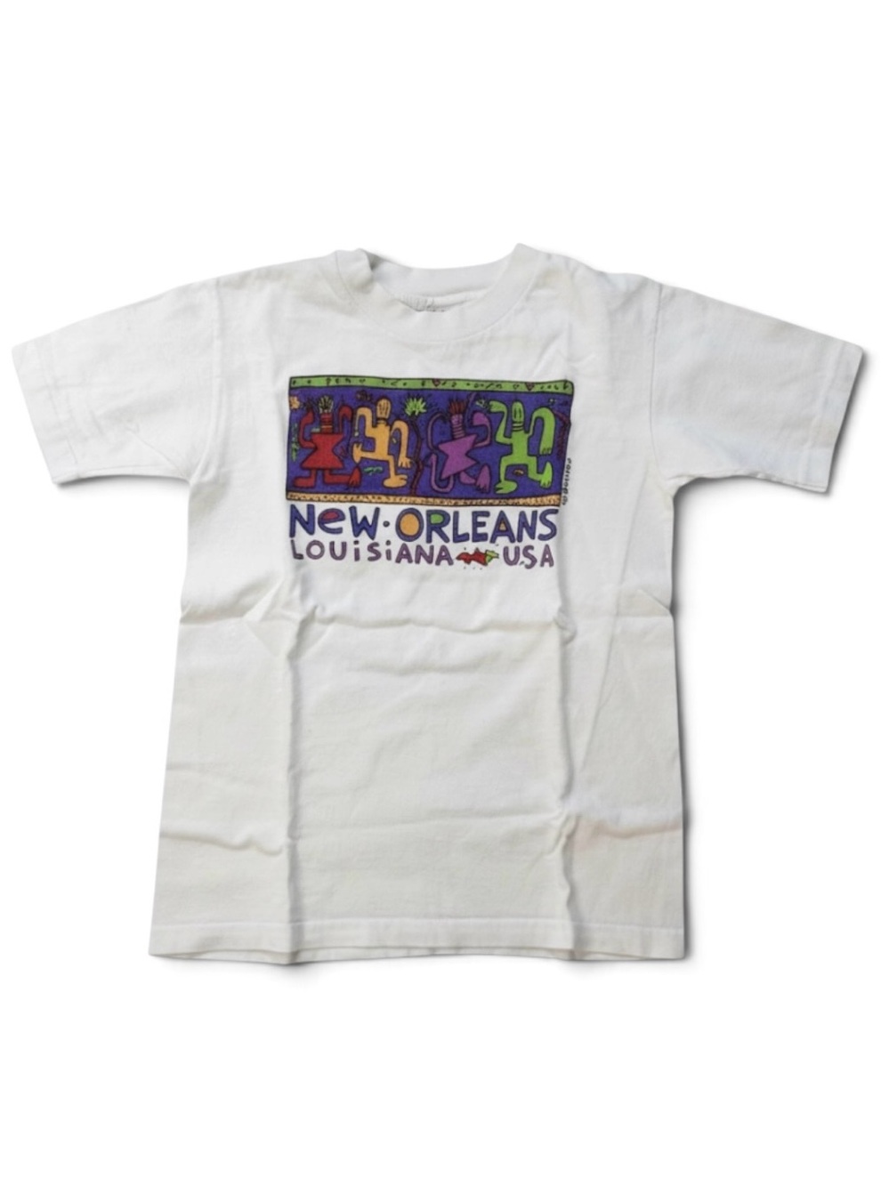 Vintage Tee Anvil New Orleans Looziana Big Hed Designs Mardi Gras Youth Medium